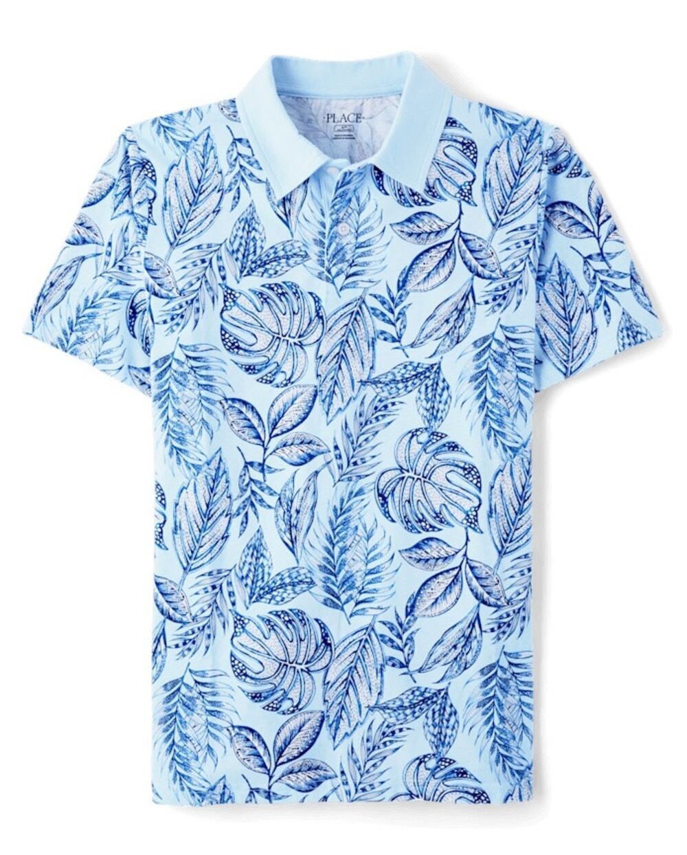 Children's Place Matching Family Blue Tropical Polo Shirt Size Large